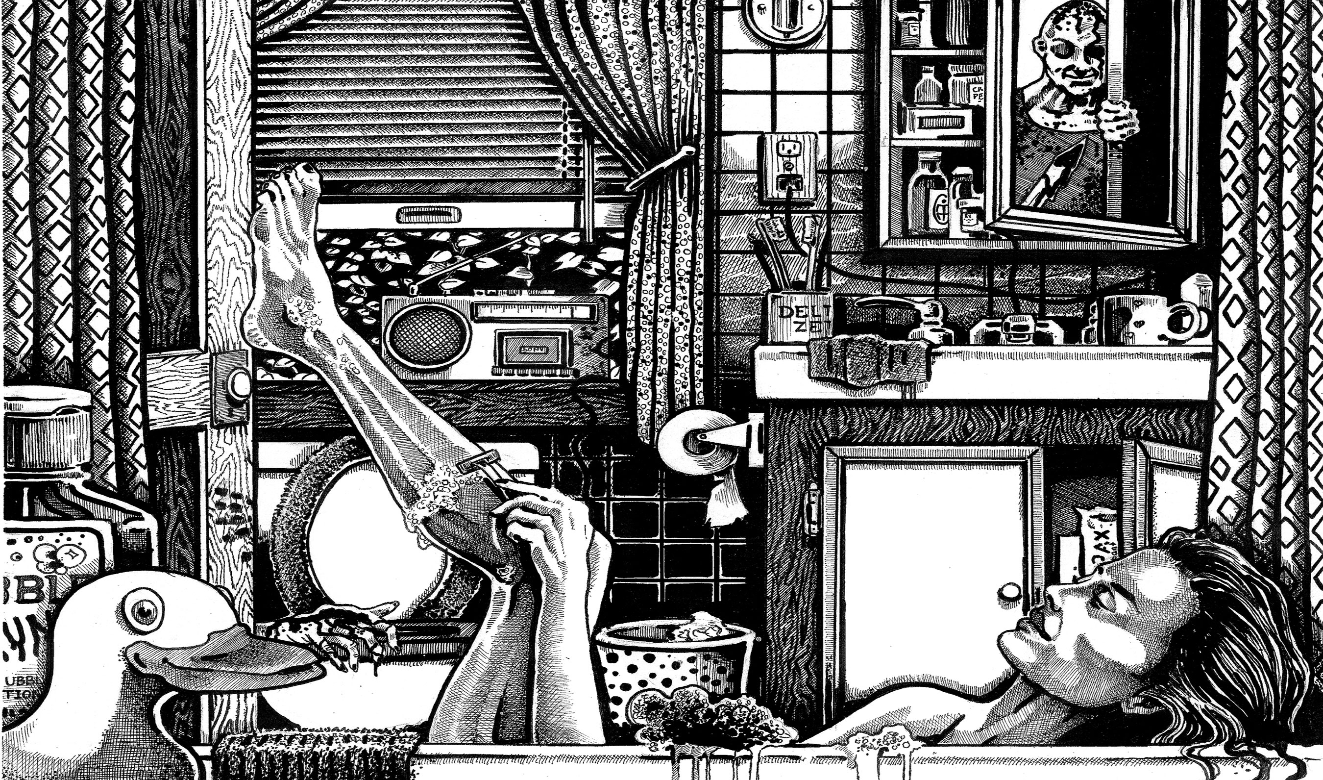 Illustrated horror scene representing Tom Moran's published works